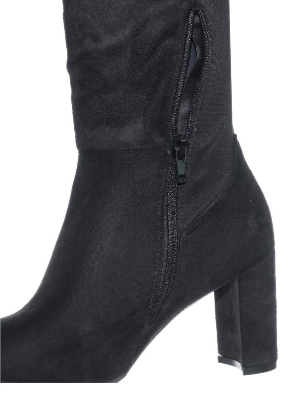 Wild Diva Blake-05 Knee High Foldable Block Heel Elastic Panel Black Boots - Picture 7 of 7